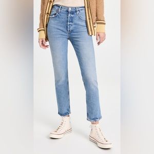 Agolde Riley Long Straight Leg High Waisted Organic Cotton Cropped Jeans Size 29
